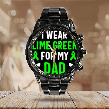 Discover I Wear Lime Green For My Dad Lymphoma Awareness Calendar Steel Band Watch
