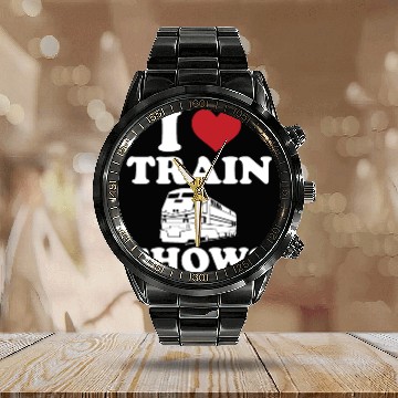 Discover I Love Train Shows Calendar Steel Band Watch