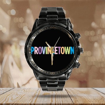 Discover Provincetown Massachusetts Colorful Vacation Calendar Steel Band Watch