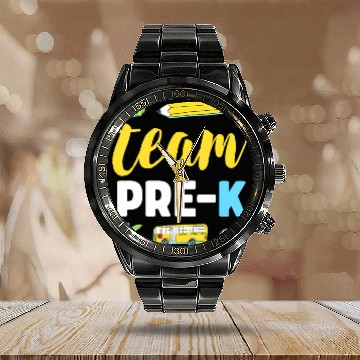 Discover Team Pre-K Teacher First Day Preschool Back to Sch Calendar Steel Band Watch