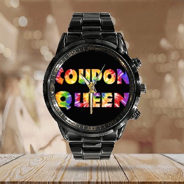 Discover Coupon Queen tie dye Calendar Steel Band Watch