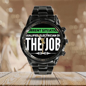 Discover Qualified Electrician / electrical engineer gift Calendar Steel Band Watch