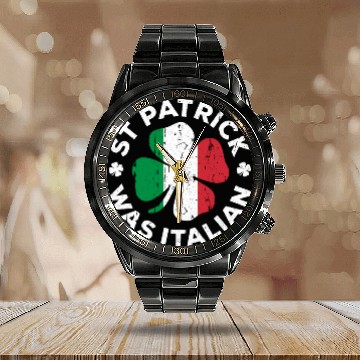 Discover St Patrick Was Italian Shamrock Italy Flag Calendar Steel Band Watch