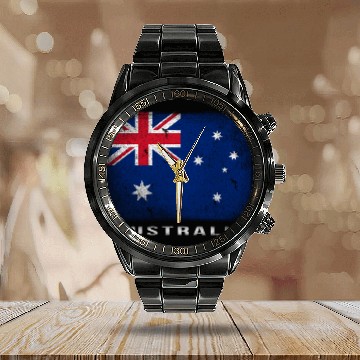 Discover Australian Flag Australia Love Calendar Steel Band Watch