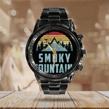 Discover Retro Great Smoky Mountains National Park Calendar Steel Band Watch