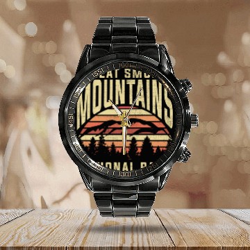 Discover Retro National Park Great Smoky Mountains National Calendar Steel Band Watch