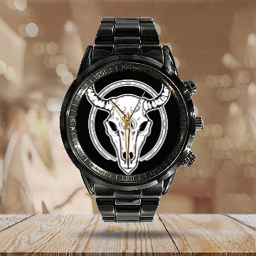 Discover Cow Skull Boho Calendar Steel Band Watch