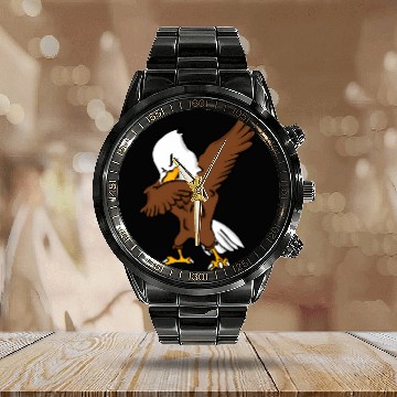 Discover Dabbing American Bald Eagle Calendar Steel Band Watch