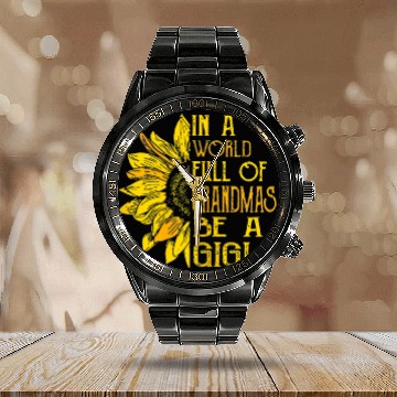 Discover In A World Full Of Grandmas Be Gigi Sunflower Calendar Steel Band Watch