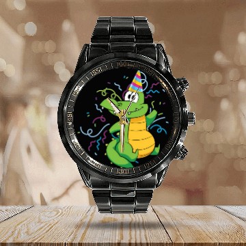 Discover Alligator Party Reptile Animal Crocodile Calendar Steel Band Watch