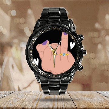 Discover Bride And Groom Wedding Day Marriage Just Married Calendar Steel Band Watch