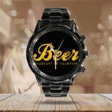 Discover Beer Breakfast Of Champions Inred Calendar Steel Band Watch