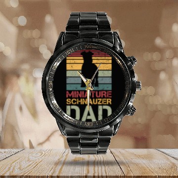 Discover Miniauture Schnauzer Dad Miniature Schnauzer Dog Calendar Steel Band Watch