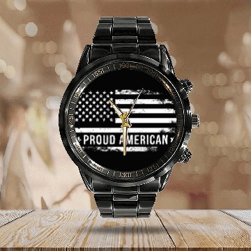 Discover I Am A Proud American And Patriot Calendar Steel Band Watch