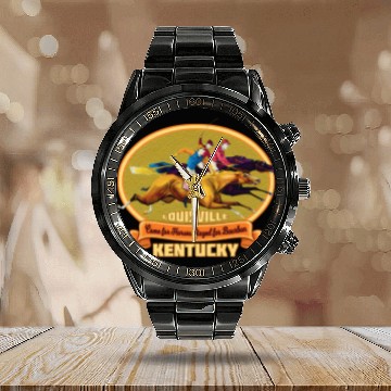 Discover Louisville Kentucky Horse Racing Bourbon Derby Calendar Steel Band Watch