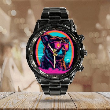 Discover Pink Glasses Calendar Steel Band Watch