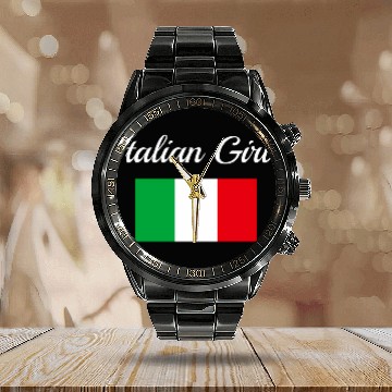 Discover Italian Flag Italy Pride Italian-American Calendar Steel Band Watch
