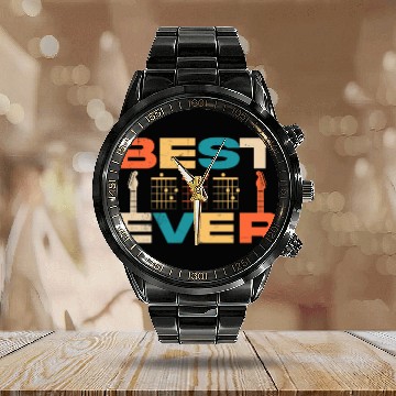 Discover Best Dad Ever Guitar Chords Musician Funny Fathers Calendar Steel Band Watch