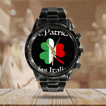 Discover St Patrick Was Italian Shamrock Italy Flag Calendar Steel Band Watch