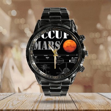 Discover Occupy Mars Starship Rocket Calendar Steel Band Watch