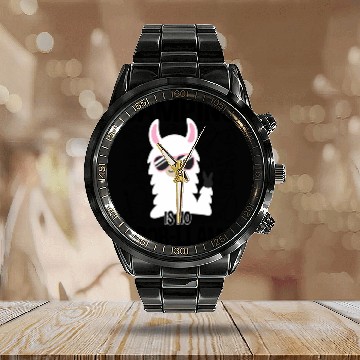 Discover Camping Is No Prob-Llama Camping Calendar Steel Band Watch