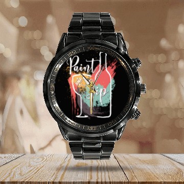 Discover Paint And Sip Party Night Wine And Canvas Novelty Calendar Steel Band Watch