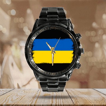 Discover Ukrainian Flag Ukraine Calendar Steel Band Watch