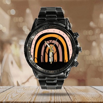 Discover Mommom Rainbow Heart Grandma Mother'S Day Calendar Steel Band Watch