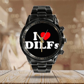 Discover I Love Dilfs I Heart Dilfs Calendar Steel Band Watch