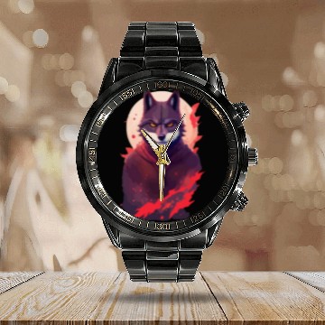 Discover Ninja Style: The Cute Wolf Face with a Twist of Me Calendar Steel Band Watch
