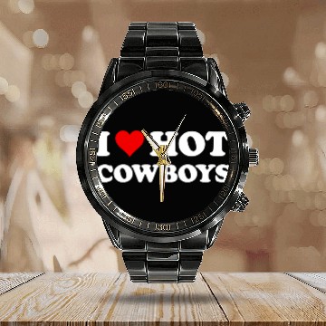 Discover I Love Hot Cowboys Western Rodeo Calendar Steel Band Watch