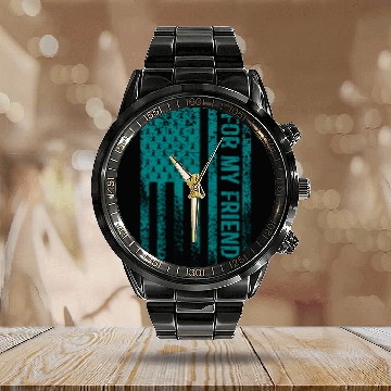 Discover For My Friend Ovarian Cancer Awareness Calendar Steel Band Watch
