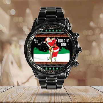 Discover Ho Ho Ho Ugly Santa Golf Jumper Calendar Steel Band Watch