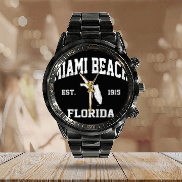 Discover Miami Beach Florida Fl State Athletic Style Calendar Steel Band Watch