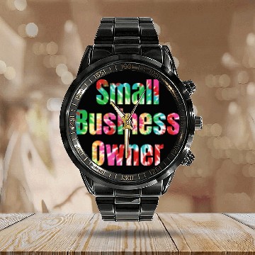 Discover Small Business Owner tie dye Calendar Steel Band Watch