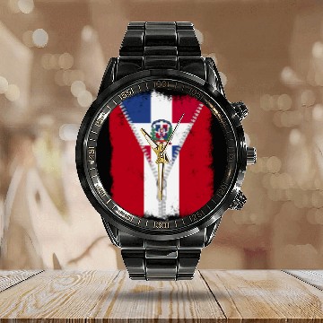 Discover Peru Domian Republic Flag Pride Zip Calendar Steel Band Watch
