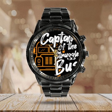 Discover Captain Of The Struggle Bus School Bus Driver Calendar Steel Band Watch