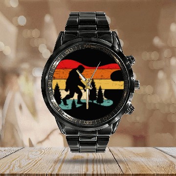 Discover Bigfoot Guitar Vintage Sasquatch Believers Calendar Steel Band Watch