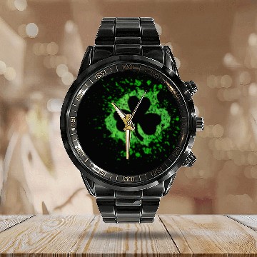 Discover 2-Sided Erin Go Bragh Shamrock Celtic Knot And Calendar Steel Band Watch