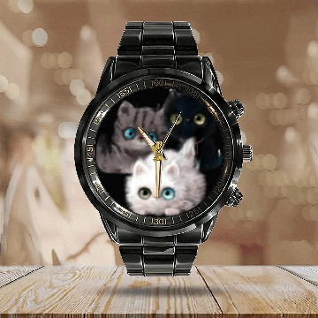 Discover Kitten Kitten Cat Cat Owner Kitten Calendar Steel Band Watch