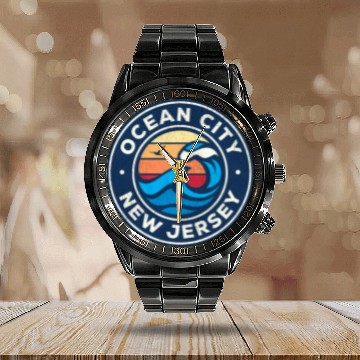 Discover Ocean City New Jersey Nj Nautical Waves Calendar Steel Band Watch