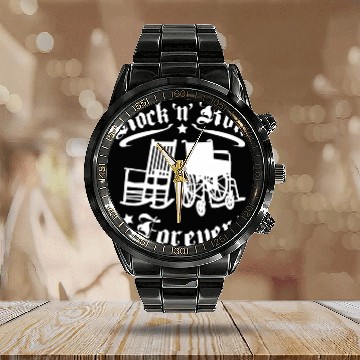 Discover Rock And Roll Forever Rocker Calendar Steel Band Watch