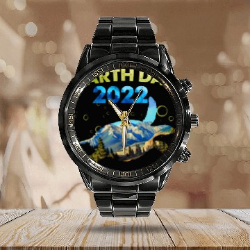 Discover Sea Turtle Earth Day Everyday 2022 Planet World Calendar Steel Band Watch