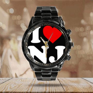 Discover I Love Nj Heart New Jersey Calendar Steel Band Watch