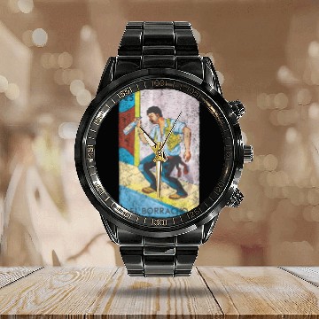 Discover Loteria El Borracho Colorful Tarot Card Calendar Steel Band Watch