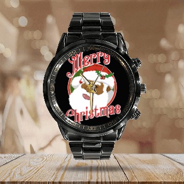 Discover Black Merry African American Santa Claus Calendar Steel Band Watch