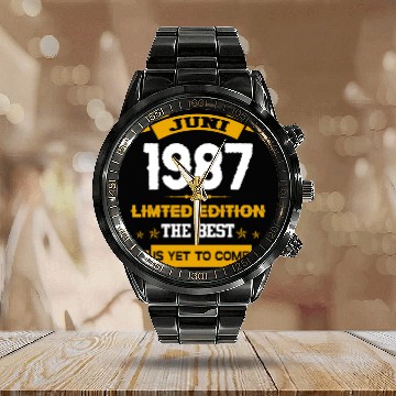 Discover June 1987 Birthday Surprise Calendar Steel Band Watch