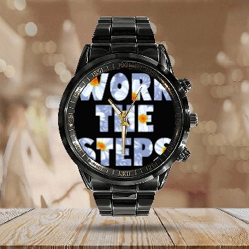 Discover Work the Steps daisy Calendar Steel Band Watch