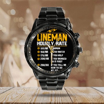 Discover Lineman Hourly Rate Calendar Steel Band Watch