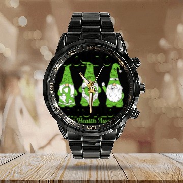 Discover Gnome One Fights Alone Mental Health Awareness Calendar Steel Band Watch